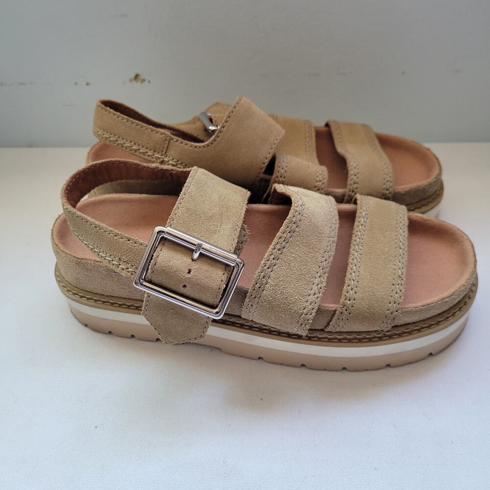 Clarks Orianna Over Tan Suede Chunky Sandals Size 8  7526-2956 - Picture 4 of 6